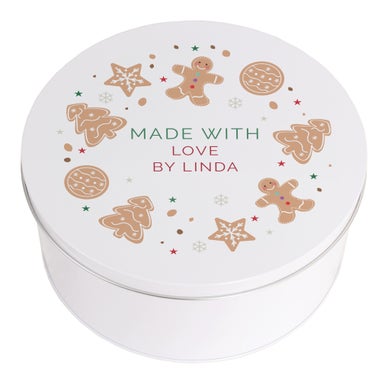 Personalised Memento Company White Christmas Cookies Cake Tin