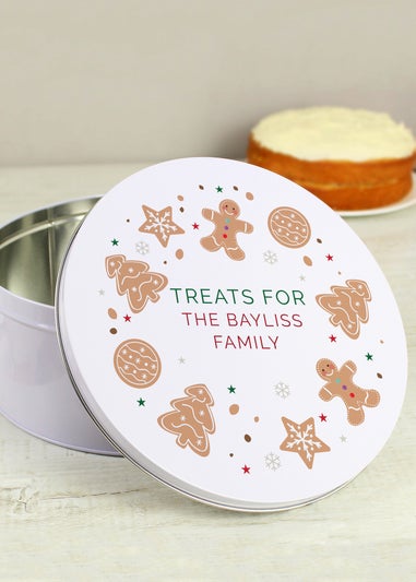 Personalised Memento Company White Christmas Cookies Cake Tin