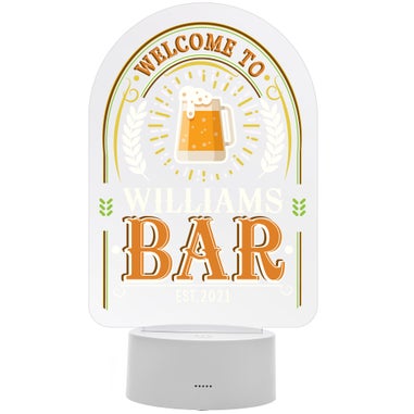 Personalised Memento Company Clear Welcome To... Bar LED Colour Changing Night Light