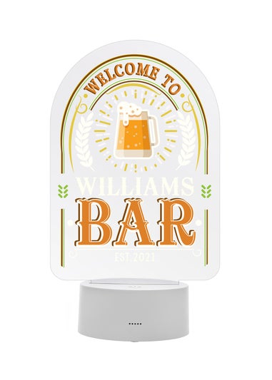 Personalised Memento Company Clear Welcome To... Bar LED Colour Changing Night Light