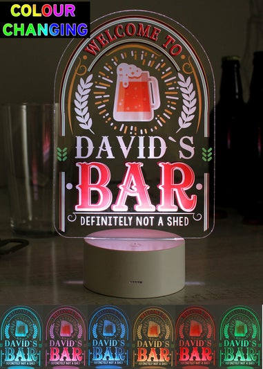 Personalised Memento Company Clear Welcome To... Bar LED Colour Changing Night Light