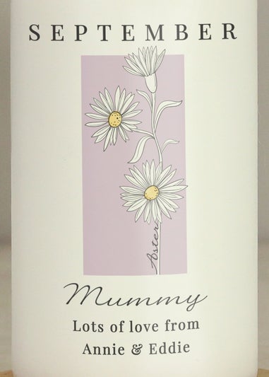 Personalised Memento Company White Birth Flower Pillar Candle