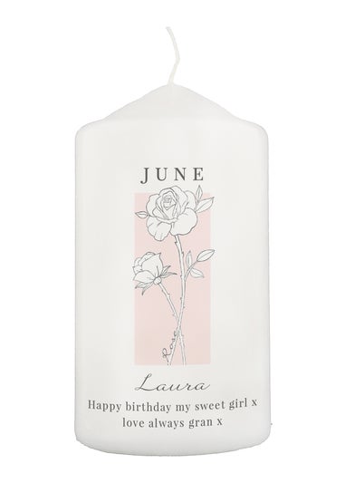 Personalised Memento Company White Birth Flower Pillar Candle