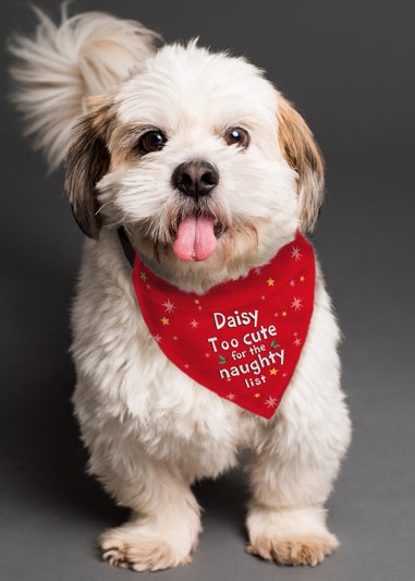 Personalised Memento Company Red 'Too cute for the naughty list' Dog Bandana