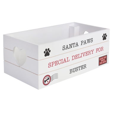 Personalised Memento Company White Wood Santa Paws Crate