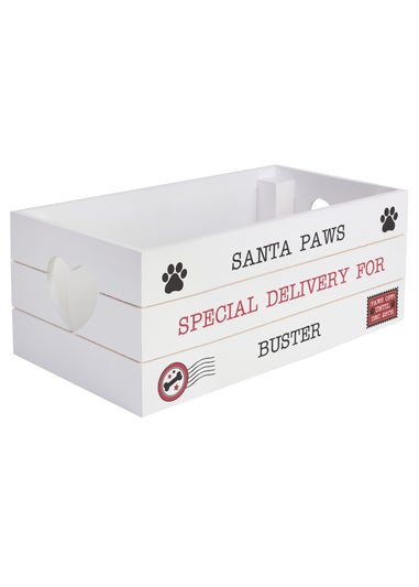 Personalised Memento Company White Wood Santa Paws Crate