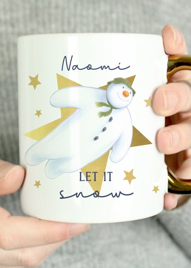 Personalised Memento Company White The Snowman Let it Snow Gold Handed Mug