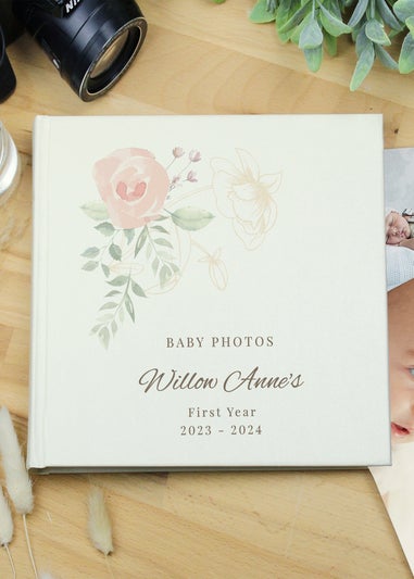 Personalised Memento Company Ivory Floral Square Photo Album