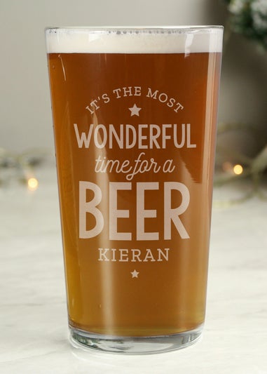 Personalised Memento Company Clear Wonderful Time For A Beer Pint Glass