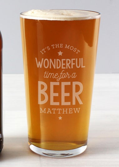 Personalised Memento Company Clear Wonderful Time For A Beer Pint Glass