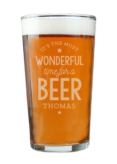 Personalised Memento Company Clear Wonderful Time For A Beer Pint Glass