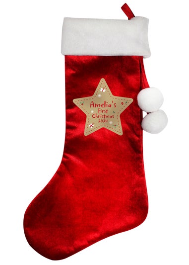 Personalised Memento Company Red First Christmas Stocking