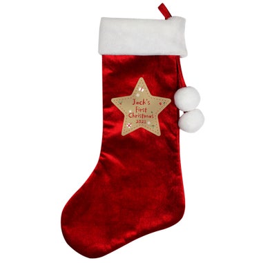 Personalised Memento Company Red First Christmas Stocking