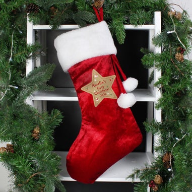 Personalised Memento Company Red First Christmas Stocking