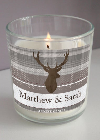 Personalised Memento Company Cream Highland Stag Scented Jar Candle