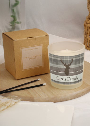 Personalised Memento Company Cream Highland Stag Scented Jar Candle