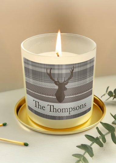 Personalised Memento Company Cream Highland Stag Scented Jar Candle