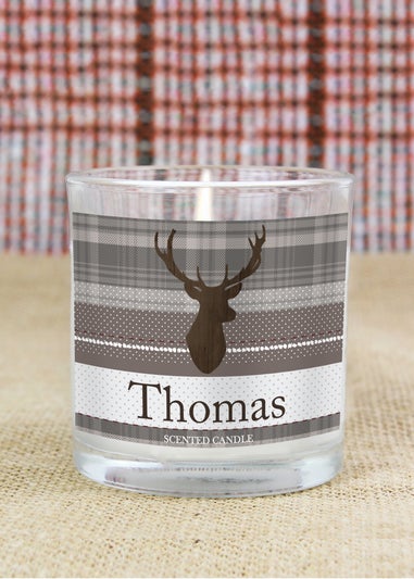 Personalised Memento Company Cream Highland Stag Scented Jar Candle