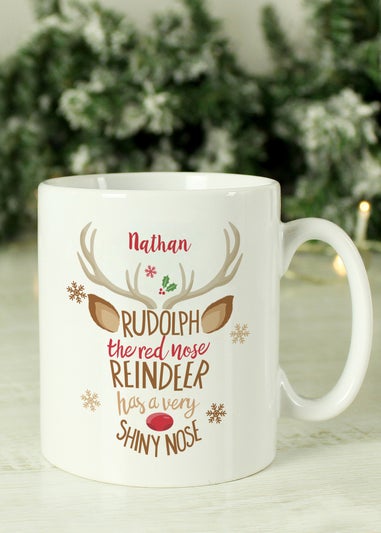 Personalised Memento Company White Rudolph the Red-Nosed Reindeer Mug