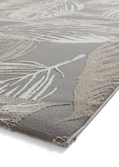 Think Rugs Flores Grey Botanical Washable Rug