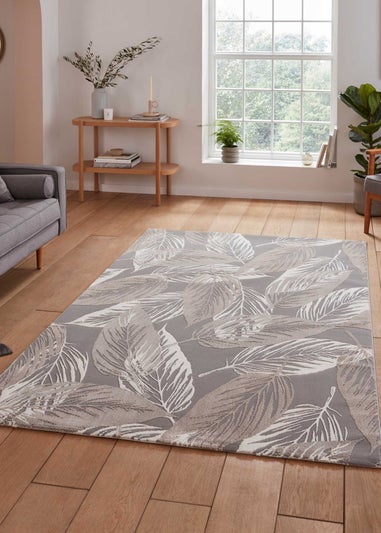 Think Rugs Flores Grey Botanical Washable Rug