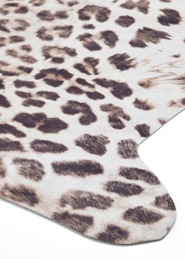 Think Rugs Faux Leopard Print Beige Animal Print Rug