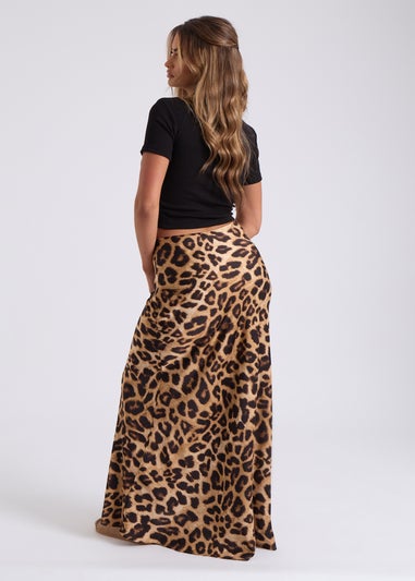 Urban Bliss Brown Leopard Bias Cut Maxi Skirt