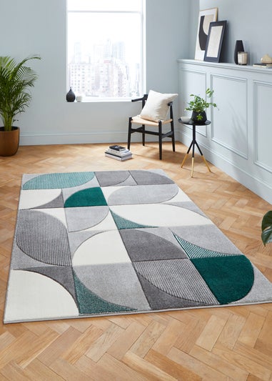 Think Rugs Matrix Green Modern Geometric Rug