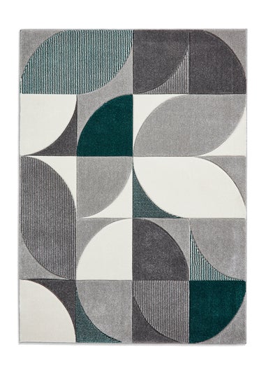 Think Rugs Matrix Green Modern Geometric Rug