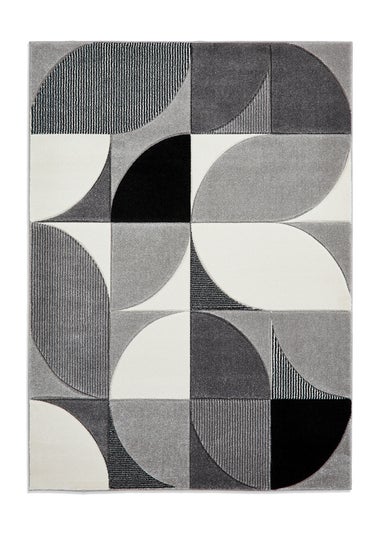 Think Rugs Matrix Grey/ Black Modern Geometric Rug