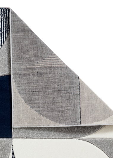 Think Rugs Matrix Navy Modern Geometric Rug