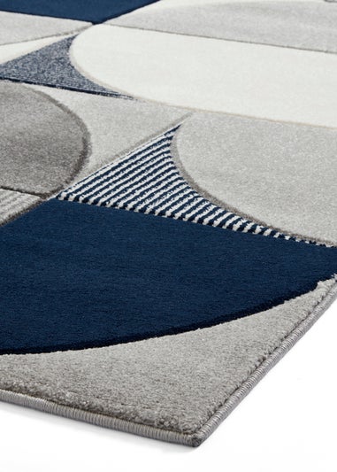 Think Rugs Matrix Navy Modern Geometric Rug