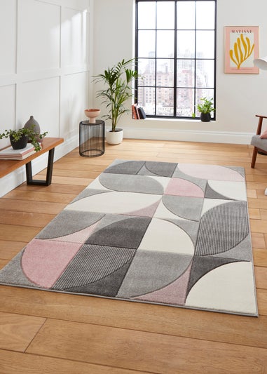 Think Rugs Matrix Pink Modern Geometric Rug