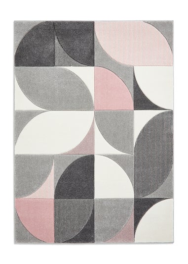 Think Rugs Matrix Pink Modern Geometric Rug