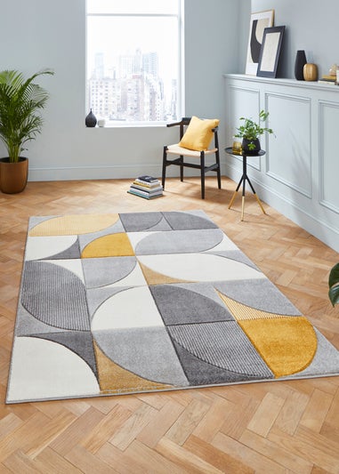 Think Rugs Matrix Yellow Modern Geometric Rug