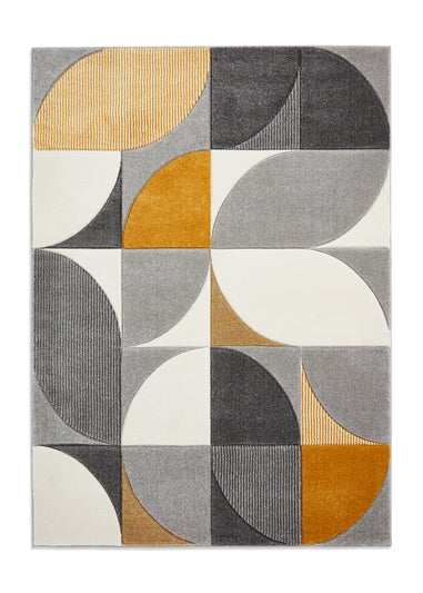 Think Rugs Matrix Yellow Modern Geometric Rug