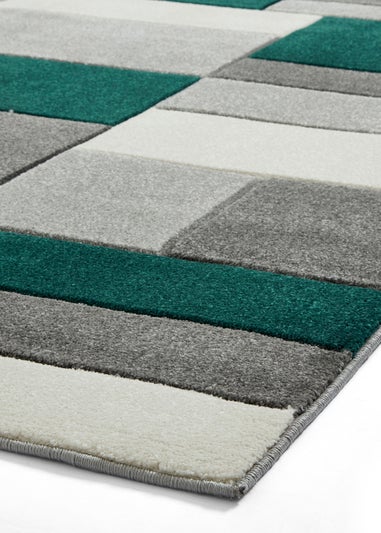 Think Rugs Matrix Green Geometric Rug