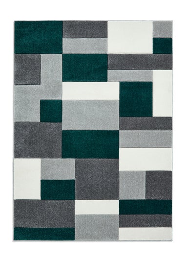 Think Rugs Matrix Green Geometric Rug