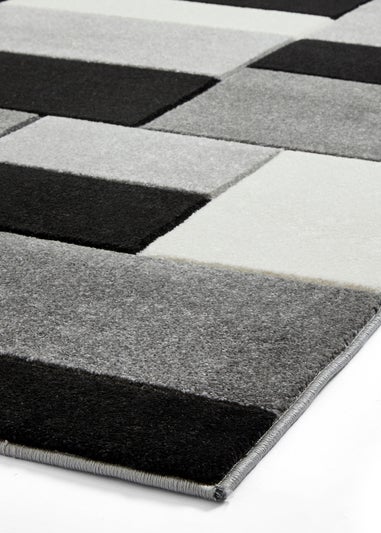 Think Rugs Matrix Grey/ Black Geometric Rug