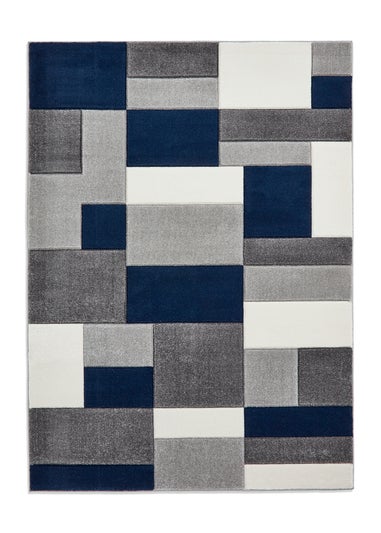 Think Rugs Matrix Navy Geometric Rug