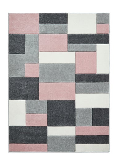 Think Rugs Matrix Pink Geometric Rug