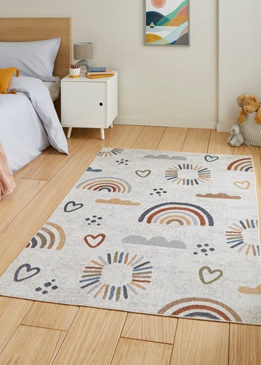 Think Rugs Vida Kids Rainbow Sun Washable Rug