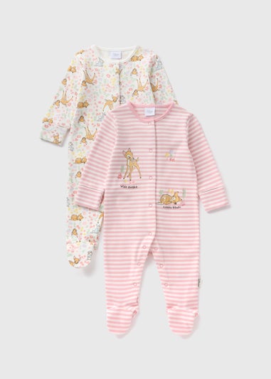 Disney 2 Pack Baby Pink Bambi Sleepsuits (Newborn-18mths)