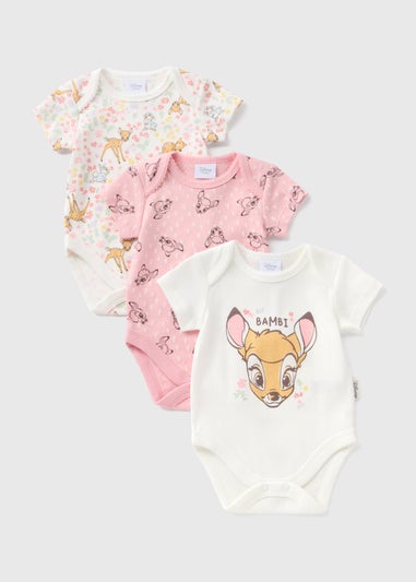 Disney 3 Pack Pink Bambi Bodysuits (Newborn-18mths)