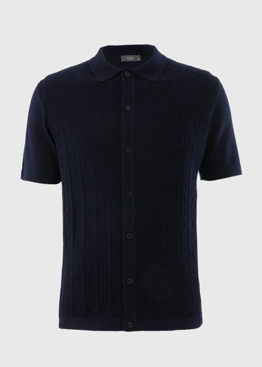 Navy Cable Polo Shirt