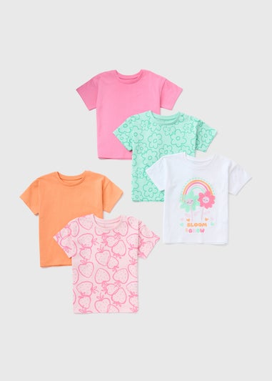 5 Pack Multicolour Floral Fruit T-Shirts (1-7yrs)