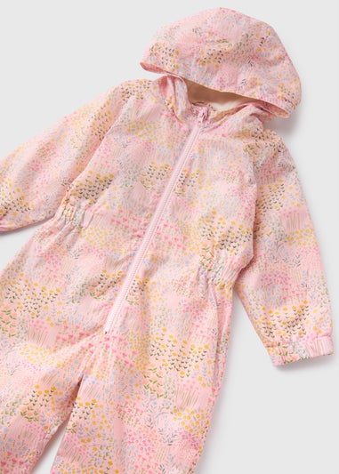 Girls Pink Floral Puddle Suit (1-7yrs)