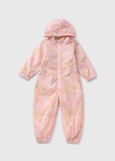 Girls Pink Floral Puddle Suit (1-7yrs)