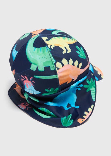 Boys Navy Dino Swim Cap (6mths-6yrs)