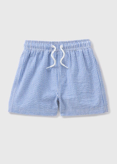 Boys Blue Stripe Seersucker Swim Shorts (1-7yrs)